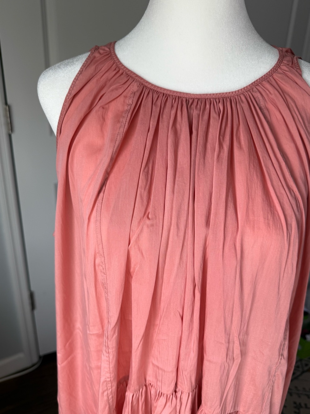 Women's Maxi Dress - Coral Pink Halter Maxi Dress - Picture 2 of 14